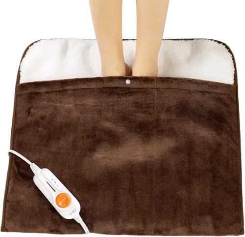 Gintao Electric Heated Foot Warmers for Men and Women,Foot Heating Pad Electric with Fast Heating Technology,Heating Pad Feet Warmer Auto Shut Off with 3 Temperature Setting,22×20 inches,Brown