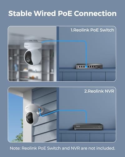 REOLINK 4K PoE Security Outdoor IP Camera with 355° Pan & 50° Tilt, Color Night Vision for Home Surveillance, Auto Tracking, Smart Detection, Two-Way Talk, 24/7 Recording, E1 Outdoor SE PoE 6