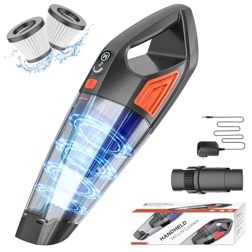 Jeshow Handheld Vacuum Cordless Car, Dust Buster Hand Vcauum Rechargeable with Large-Capacity Battery, Lightweight Rechargeable Powerful Portable Vacuum for Car, Home and Pet Hair