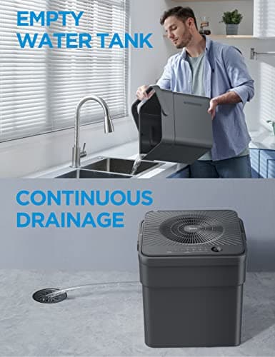 Midea 4,500 Sq. Ft. Dehumidifier for basement, 50 Pint Dehumidifier with Drain Hose - Ideal For Basements, Large & Medium Sized Rooms, And Bathrooms, Grey(Renewed) 5