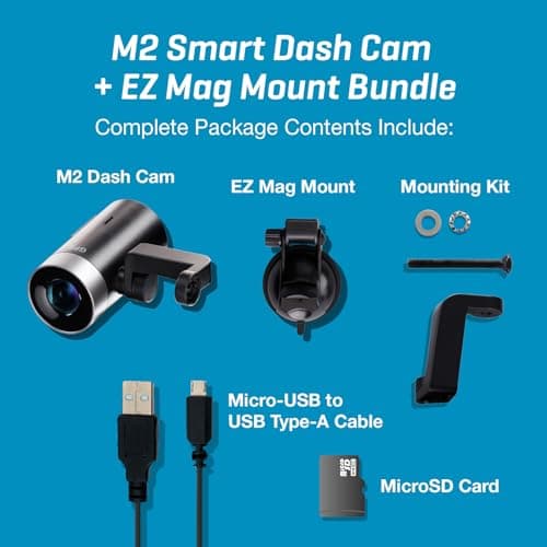 Escort M2 Radar-Mounted Smart Dash Cam , GPS, 16GB Micro SD Card & EZ Mag Mount - StickyCup Silicon Suction Cup (Black) for Escort Models IX, IXC, Max 360c, Redline EX, Max 3, and Max 360 7