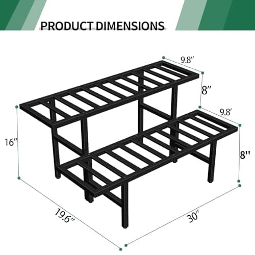 LLAXERGU Plant Stand Indoor Outdoor, Heavy Duty Iron Pedestal Stands Metal Plant Stand for Indoor Outdoor, 2-Tier Sturdy Flower Stand Display Plant Shelf 4