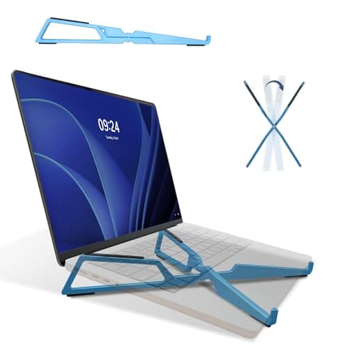 FlexVerk Portable Laptop Riser Stand- Lightweight & Adjustable Computer Holder, Ergonomic, Foldable - Compatible with Apple MacBook Pro & Air, HP, Dell, Tablet & More 10" - 16" Notebooks (Blue)