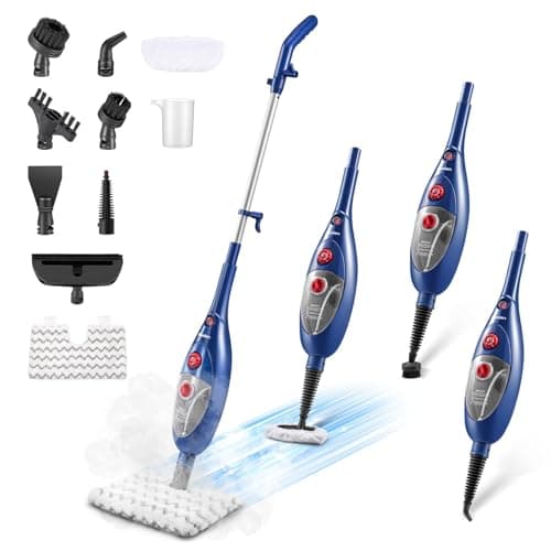 12-in-1 Steam Mop & Detachable Handheld Steam Cleaner, 400ML Tank with Adjustable Steam, Safe for Hardwood, Sealed Floors, Marble, Laminate, Stone & Tile