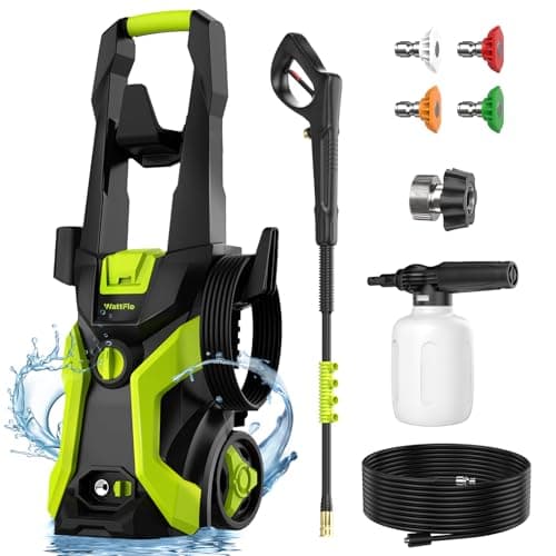 Pressure Washer, Power Washer with 4 Quick-Connect Nozzles, Foam Cannon, High Pressure Washer for Cars, Decks, Driveways, Home, Patios, Bright Green