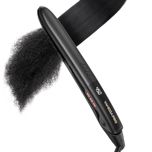 VANESSA PRO Flat Iron Hair Straightener, 100% Pure Titanium Flat Iron for One Pass to Achieve a Sleek Look, Curls Beautifully & Straightens Well - 1 inch