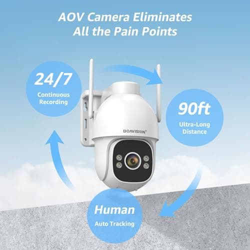 BOAVISION 4G LTE Solar Security Camera Wireless,No WiFi Camera,AI Human Tracking, AOV 24/7 Continuous Recording with 2K Fulltime Color Image, Powered by 8W Solar Panel for Home Security Outdoor Use 6