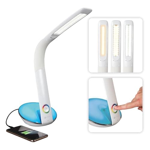 OttLite LED Desk Lamp with Color Changing Base and USB