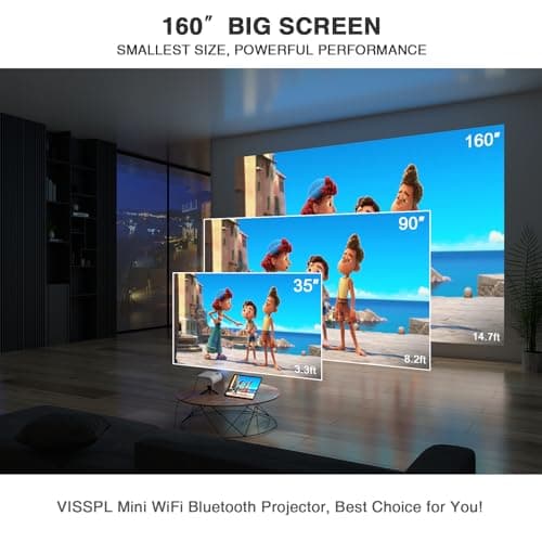 Mini Projector with WiFi and Bluetooth, VISSPL Full HD 1080P Projector, Portable Outdoor Projector with Tripod, Home Theater Movie Phone Projector Compatible with Android/iOS/Windows/TV Stick/HDMI/USB 6