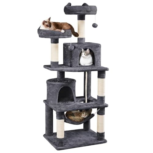 Yaheetech 62.5inches Cat Tree Cat Tower Cat Condo with Platform & Hammock, Scratching Posts for Kittens Pet Play House with Plush Perch for Indoor Activity Relaxing, Dark Gray