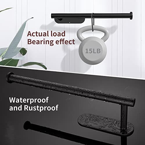 DEKAVA Paper Towel Holder Under Cabinet Wall Mount for Kitchen Towel, Self-Adhesive Bar, Rack, SUS304 Stainless Steel 13 inch (BlackA, 1) 5