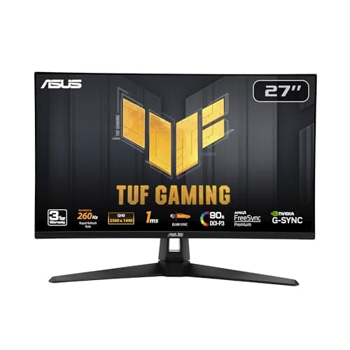 ASUS TUF Gaming 27” 1440P Gaming Monitor (VG27AQM1A) - QHD (2560 x 1440), 260Hz, 1ms, Fast IPS, Extreme Low Motion Blur Sync, Freesync Premium, G-SYNC Compatible, DisplayHDR400, 3 Year Warranty