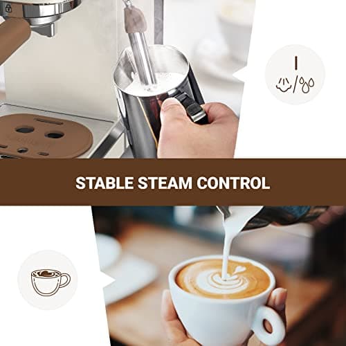 Espresso Machine, Expresso Coffee Machines for Home, 20 Bar Cafetera Espresso with Milk Frother Steam Wand, Compact Small Coffee Maker for Latte and Cappuccino (Pear White, Stainless Steel, Gift) 6