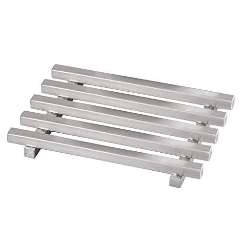 iDesign Steel Self-Draining Kitchen and Bathroom Bar Soap Holder, The Kyoto Collection – 4.25" x 3" x 0.5", Brushed Stainless Steel 6