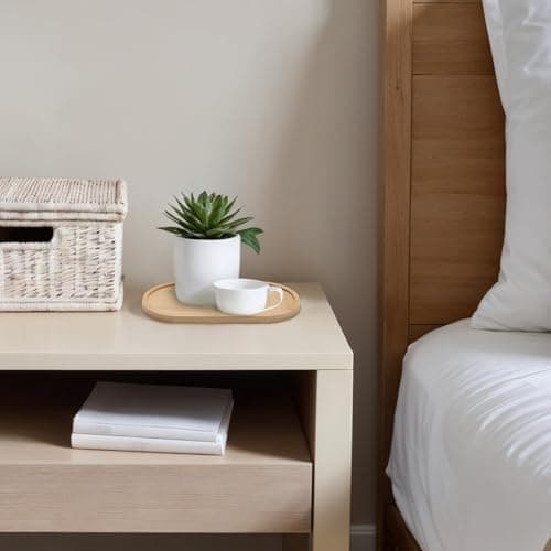 Wooden Bathroom Tray, Bamboo Vanity Tray 6.8 × 3.5 × 0.4 Inch Small Bathroom Counter Tray Soap Dispenser Trays for Bath Kitchen Organizing Candle Perfume Cosmetics Small Items 6