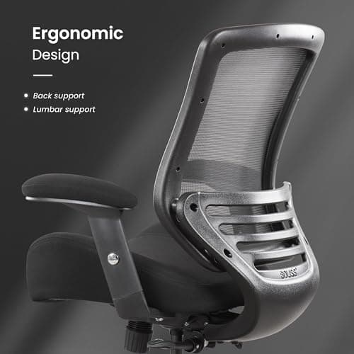BOLISS 400lbs Mid Back Mesh Ergonomic Drafting Chair for Standing Desk Office Wide Chair Built-in Lumbar Support Big Adjustable Foot Ring Height Adjustable Armrest (Black) 7