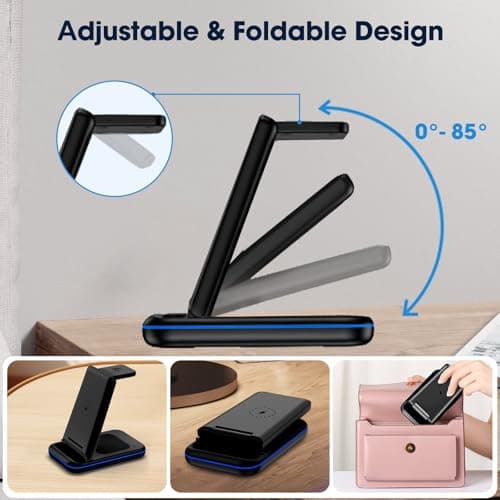 Wireless Charging Station for Samsung/Android, Fast Wireless Watch Charger Station Compatible for Samsung Galaxy S25 Ultra/S24/S23+/Z Flip 7/6 Fold 7/6, Watch8/7/Pro/Active 2 Galaxy Buds3/2 Pro(Black) 8