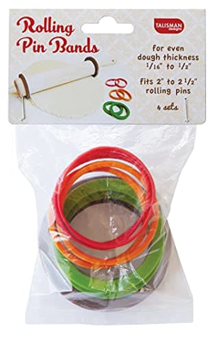 Talisman Designs Silicone Rolling Pin Bands | 8 Piece Set | Ensure Dough Thickness | Baking Accessories | Rolling Pin Thickness Rings