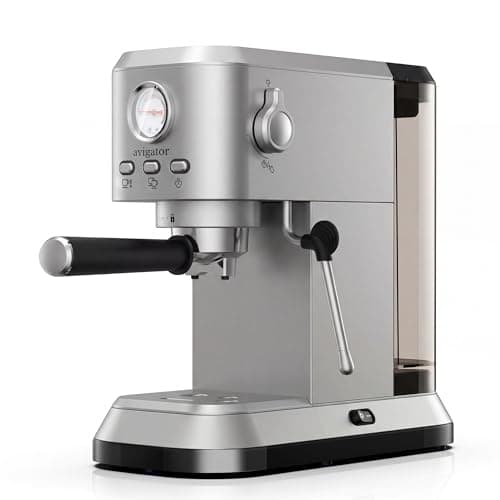avigator Espresso Coffee Machine, 20 Bar Espresso Maker with Milk Frother, Hot Espresso & Cold Brew, 50 oz Water Tank, Visible Pressure Gauge, Compact Design for Counter