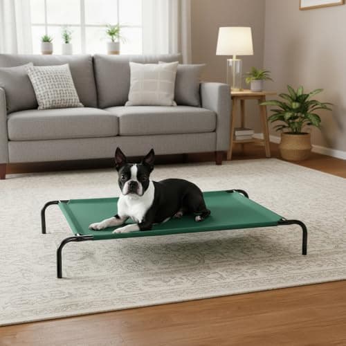 Amazon Basics Cooling Breathable Elevated Dog Bed with Metal Frame for Large Dogs, 51" x 31" x 8", Green, Easy to Assemble 8