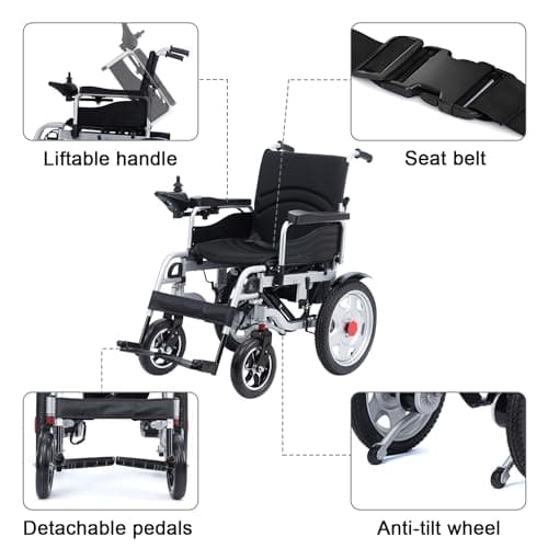 Electric Wheelchairs for Adults,Foldable All Terrain Power Wheelchairs with Dual Motor,Lightweight Portable Intelligent Motorized Wheelchair for Seniors,Airline Approved Travel Electric Wheelchair 7