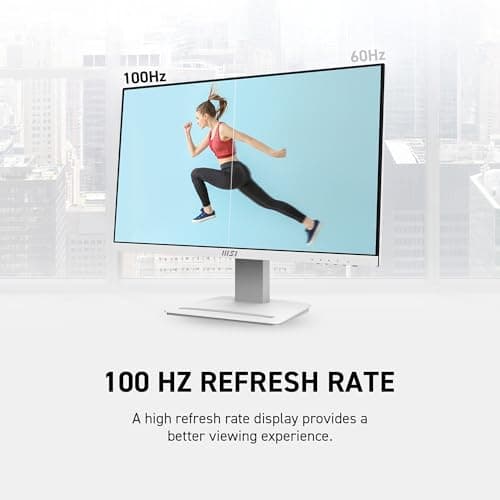 msi Pro MP243XW, 24" Monitor IPS FHD (1920 x 1080) Non-Glare with Super Narrow Bezel 100HZ 1ms 16:9 with Tilt Stand, White 6