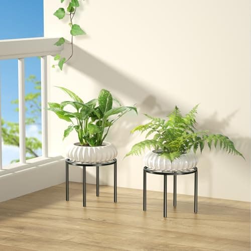Josmimic Metal Flower Plant Stand: 7.87" Heavy Duty Flower Pot Stand - Black Plant Holder for Home Courtyard Indoor Outdoor. 5