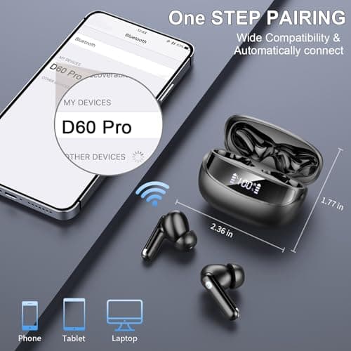 Wireless Earbuds, Bluetooth 5.4 Headphones with 4 ENC Noise Cancelling Mic, in Ear Earbuds IP7 Waterproof, 45Hrs Playtime Wireless Headphones HiFi Stereo Deep Bass, Bluetooth Earphones for Android iOS 4