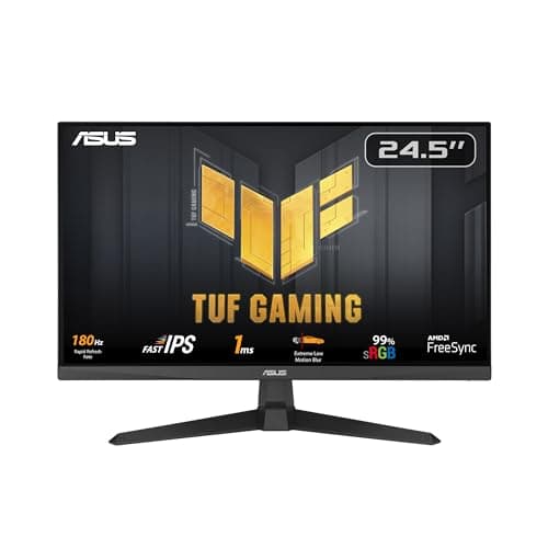 ASUS TUF Gaming 25” (24.5 viewable) 1080P Gaming Monitor (VG259Q3A) – FHD, 180Hz, 1ms, Fast IPS, Extreme Low Motion Blur, FreeSync, Variable Overdrive, Speakers, 99% sRGB, Shadow Boost 3yr Warranty