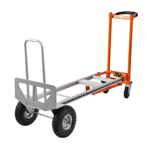Hitgrand 3in1 Convertible Hand Truck, Aluminum Hand Trucks 880 lb Capacity, Utility Dolly Cart Converts from Hand Truck Dolly to Platform Cart 3 Positions for Transport & Moving with 10" Rubber Wheels 7