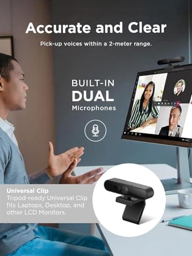 Lenovo Performance FHD 1080p Webcam USB-C,Log-on with Windows Hello, Dual Microphones, 95 Degree Lens and 4X Digital Zoom, Sliding Privacy Shutter, Black 7