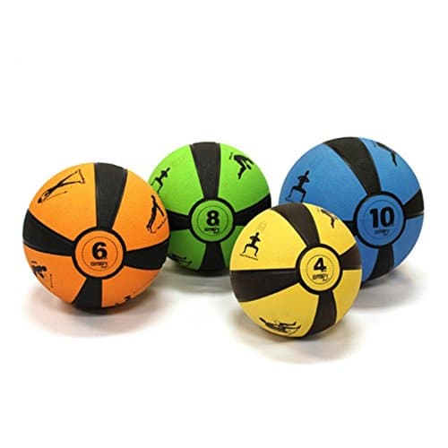 8lb Smart Self-Guided Medicine Ball – Rubber Medicine Ball Helps Develop Core Strength, Balance and Coordination, Features 8 Exercises Printed on Ball for Easy Reference, Green, Prism Fitness