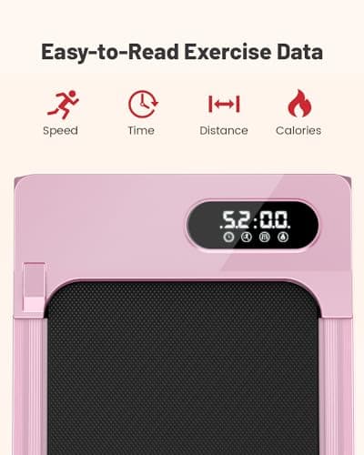 Gywowken Walking Pad, 5MPH Under Desk Treadmill for Home Office, Quiet<45dB, Portable Mini Small Walking Pad with Remote Control, LCD Display, 300 LB Capacity, Pink 6