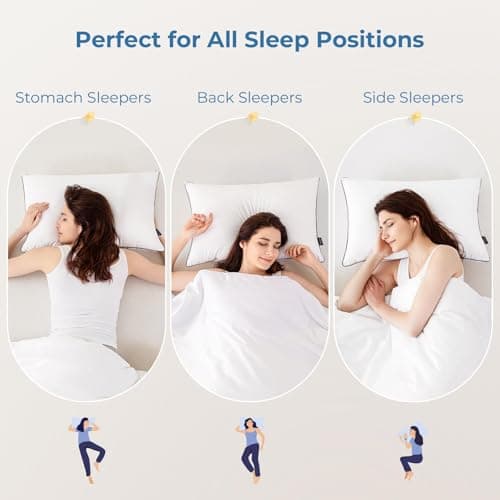 GOHOME Pillows Standard Size Set of 4 - Bed Pillows for Sleeping 4 Pack, Cooling Supportive Hotel Pillows with Premium Soft Down Alternative Fill for Side Stomach and Back Sleepers 6
