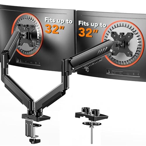 ErGear Dual Monitor Arm, Full Adjustable Monitor Mount for 13–32″ Screens, Fast Install Computer Monitor Stand with Tool-Free VESA Mount, Max Load 19.8 lbs, Max VESA 100x100mm