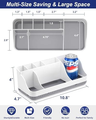 Bathroom Counter Organizer and Storage, 7 Slots Detachable Toothbrush Holders for Bathrooms, Anti-Slip Electric Toothbrush and Toothpaste Holder Countertop Vanity Organizer Accessories for Adults Kids 4