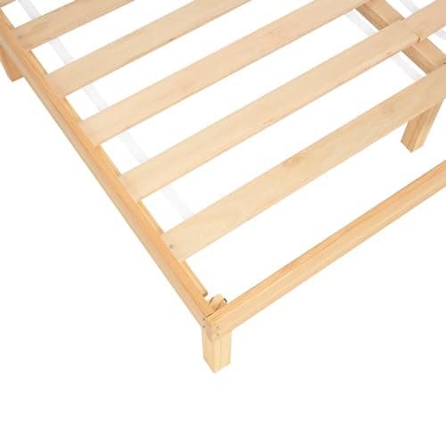 Naomi Home Linda 14 Inch Full Solid Wood Platform Bed Frame No Squeak Bed Frame with Wooden Slats No Box Spring Needed 9 2 Under Storage Natural 8