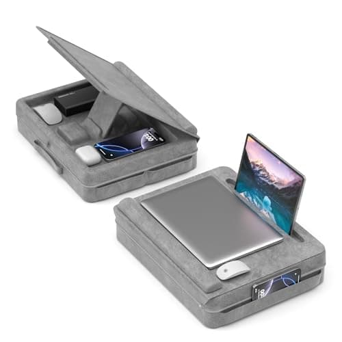 KDD Laptop Lap Desk with Cushion, Laptop Table with Storage for Bed & Sofa, Adjustable Lap Pillow Stand with Anti-Slip Strip & Cell Phone/Tablet Slot for Home Office College