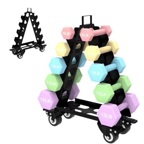Dumbbell Rack 5 Tier with Wheels(Dumbbells not included),A-Frame Metal Dumbbell Holder with Handle,Multilevel Weight Storage for Dumbbells,Tree Shape Compact Weight Rack/Holder,Perfect for Home Gym