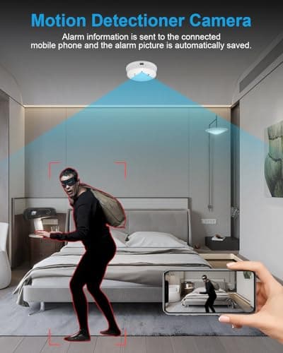 braosusner Camera Smoke Detector WiFi HD 1080P Wireless Small Nanny Cam for Home Surveillance Security Cameras Indoor/Outdoor Wireless 7