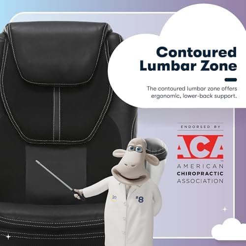 Serta Amplify Executive Office Chair with Faux Leather and Mesh, Adjustable Ergonomic Comfy Seat with Lumbar Support, Modern Computer DeskChairs, Swivel Rolling Wheels, Black 9