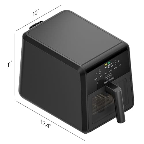 Chefman Air Fryer TurboFry 7-Qt, 6-in-1 High-Powered 450°F Cooking for Crispier Results, Compact Space-Saving Design, Air Fry, Bake, Broil, Reheat, Dehydrate, Defrost, Fast & Even Cooking – Black 9