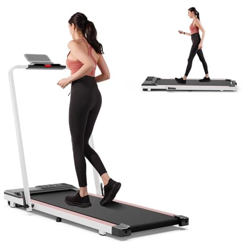 DeerRun Foldable Walking Pad Treadmill for Home & Office, Under Desk Walking Pad Treadmill with 9% Manual Incline and Handlebar, 0.6–7.5 MPH, 300 lb Capacity, App & Remote Control