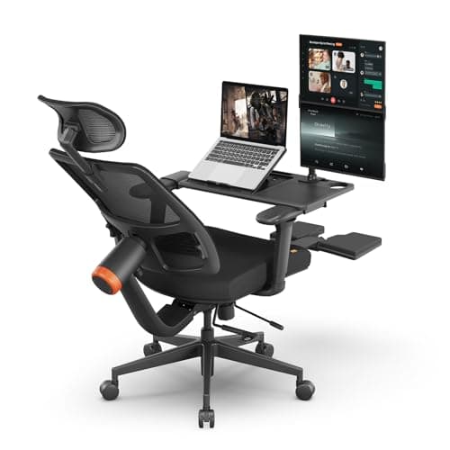 Newtral Ergonomic Mesh Office Chair with with Adaptive Lumbar Support, High Back Desk Computer Chair with 4D Adjustable Armrest, 136° Tilt Lock, Adjustable Seat Depth & Height(with Laptop Tray, Black)