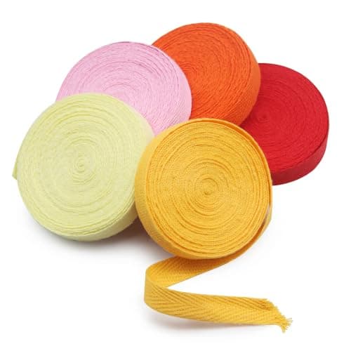 SEMINI 3/8'' Wide 21 Mixed Color 42 Yards Twill Cotton Ribbon Herringbone Bias Tape Natural Webbing Tape for Sewing Binding Gift Wrapping DIY Crafts Sewing Home Decoration 7