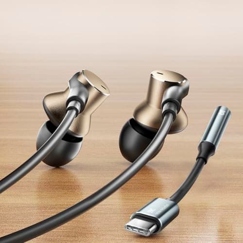 jechan Wired Earbud in Ear Headphones with Mic Noise-canceling,Deep bass Hi-Fi Noise Cancellation Earbuds Wired Immersive Bass Dual-Unit Earphones Compatible with iPhone 15 16 17 Android etc 7