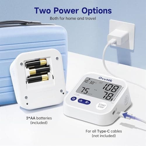 Ovutek Blood Pressure Monitors for Home Use, Automatic Digital Blood Pressure Cuff with Large Cuff for Upper Arm, 2 Users x 120 Sets Memory, Manual Arm Blood Pressure Machine with Backlight (White) 6