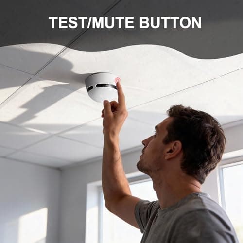 FUMIXTEX Smoke Detectors, Fire Alarms 10 Year Replaceable Battery Powered,Photoelectric Smoke Alarm with Test/Mute Button Function,6 PCS 6