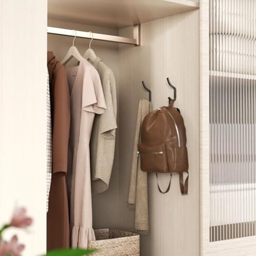 GWAAZXGZ Wall Hooks for Hanging Coat - 5 Pack Black Arc Double Hooks, Sturdy Metal Matte Finish, Organize Coats, Hats, Bags in Entryway, Closet, Bedroom 7