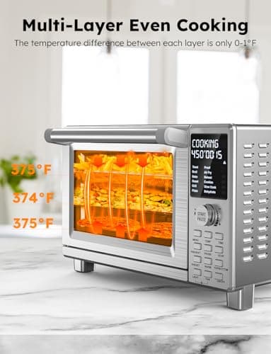Nuwave Bravo XL Pro Air Fryer Toaster Oven, Improved 100% Super Convection, Quicker & Crispier Results, 100 Presets, Multi-Layer Even Cooking, 50-500F, Smart Probe, PFAS Free, 30QT, Stainless Steel 7